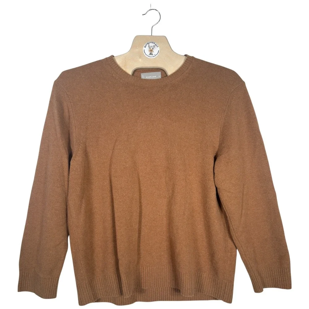 Everlane Men's XL‎ 100% Wool Crewneck Sweater Camel Brown Knit